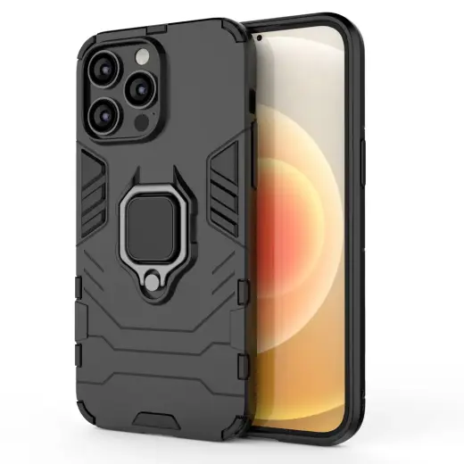 Ring Armor maciņš ar statīvu telefonam iPhone 14 Pro melns