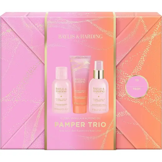 Baylis & Harding, Set Regalo Bellezza, Körperpflegeset Jojoba-, Vanille- Und Mandelöl 3-tlg (Set per La Cura Del Corpo)