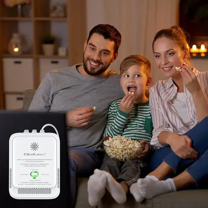 Qoltec Certified natural gas and carbon monoxide (CO) leak detector | CH4 | CO | NG | Tuya | Wi-Fi | 85dB alarm | LED