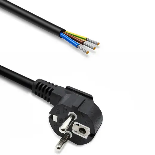 Qoltec Power cord | SCHUKO CEE 7/7 angled plug | Cu copper | stripped and soldered | 3x1.00 mm² | 1.8m