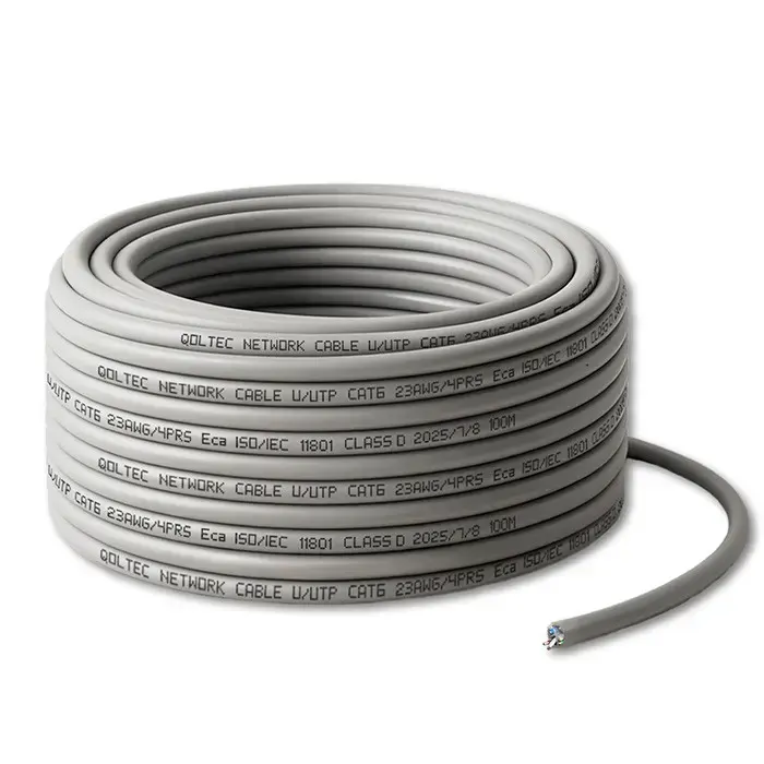 Qoltec UTP Patchcord Cable | Copper Cu | CAT6 | High speed 1Gb/s | LAN | 100m | Grey