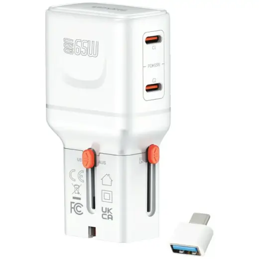 4smarts Nomad Pocket tīkla lādētājs | 65W | GaN | USB-C, USB-A | balts