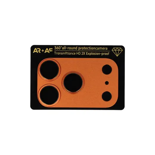 Tempered Glass Aluminum Metal Camera Full Cover Lens on camera for Iphone 17 Pro Max cosmic orange (camera island+mesh)