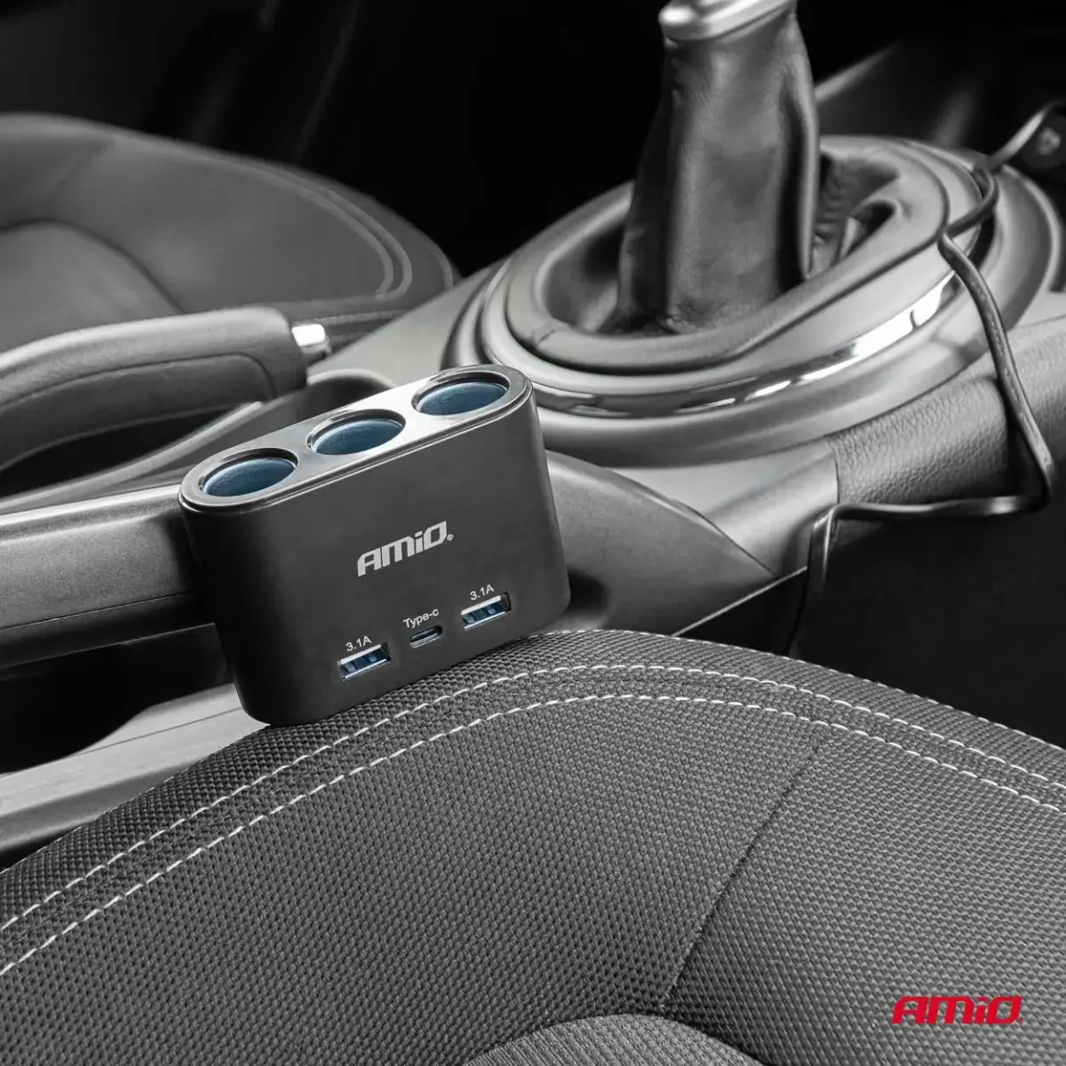 Triple extension socket charger 2x USB A 1x USB C 12/24V 120W 70cm AMIO-04361
