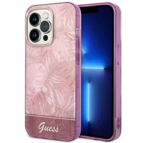 Guess PC|TPU Jungle Case for iPhone 14 Pro Max Pink