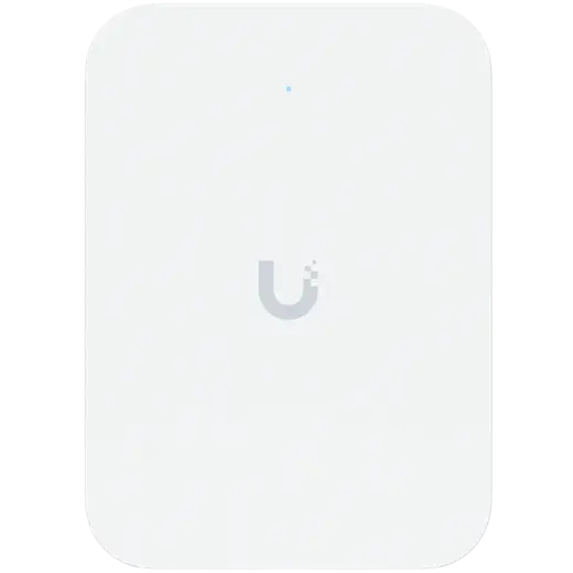 Ubiquiti UniFin U70IW Wall mounted WiFi 7 AP with 4 spatial streams and an integreated 2.5GbE PoE switch desined for hospitality enviorments