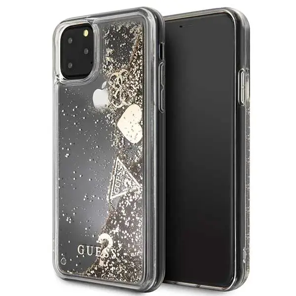 Guess Glitter Hearts Case for iPhone 11 Pro Max Gold