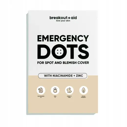 Breakout + Aid Emergency Dots for Spots and Blemishes Topical Acne Treatment with Niacinamide and Zinc 72 Pc
