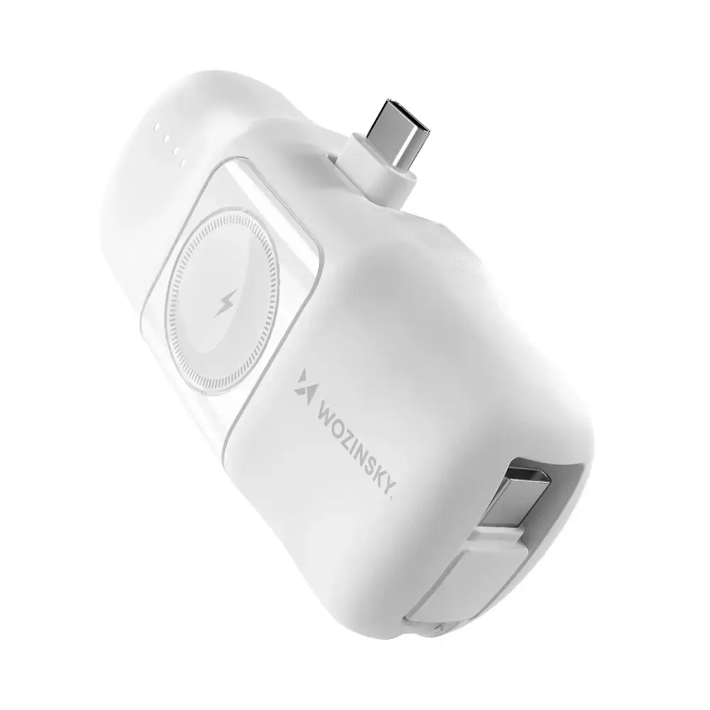 Wozinsky WF16-YCS Mini ārējais akumulators (powerbank) | 5 000 mAh | 15W | USB-C, Apple Watch | balts