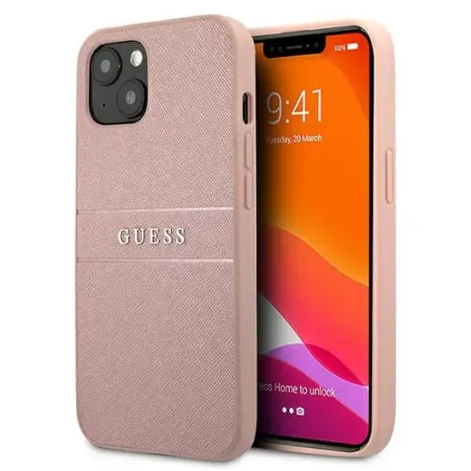 GUHCP13MPSASBPI Guess PU Leather Saffiano Case for iPhone 13 Pink