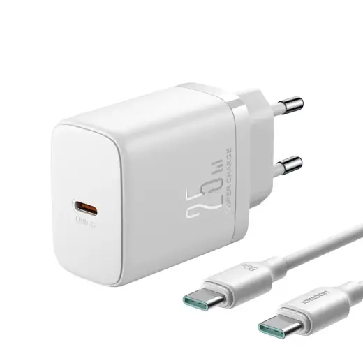 Joyroom JR-TCF11 fast charger with a power of up to 25W + USB-C | USB-C cable 1m - white