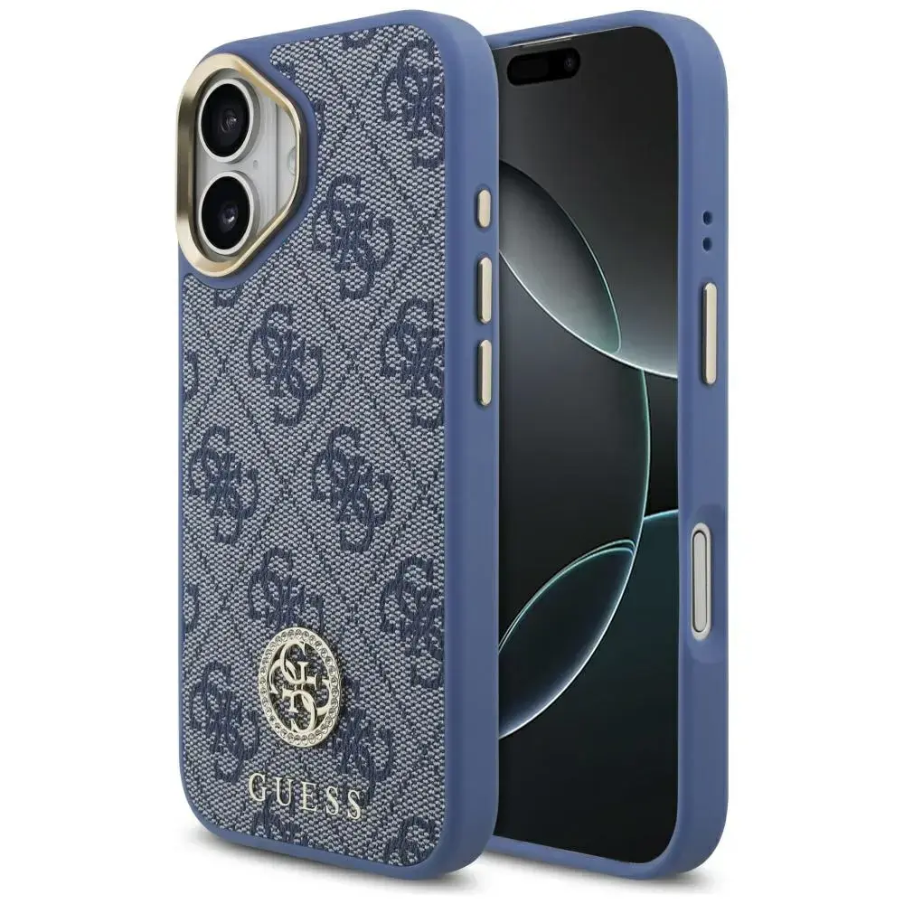 Case Guess 4G Strass Logo MagSafe for iPhone 17 blue