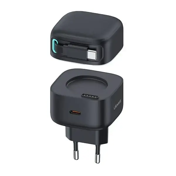 USAMS XMF Series CC202TC01 tīkla lādētājs | 35W | GaN, PD, QC | USB-C | melns