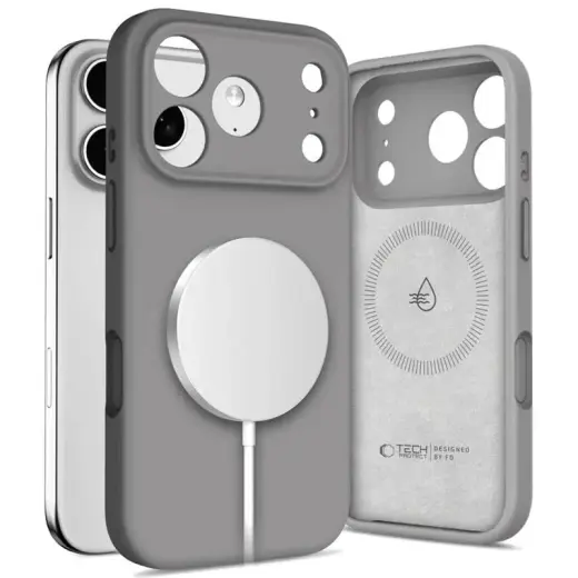 TECH-PROTECT SILICONE чехол с поддержкой MagSafe для телефона Apple iPhone 17 Pro Max серый