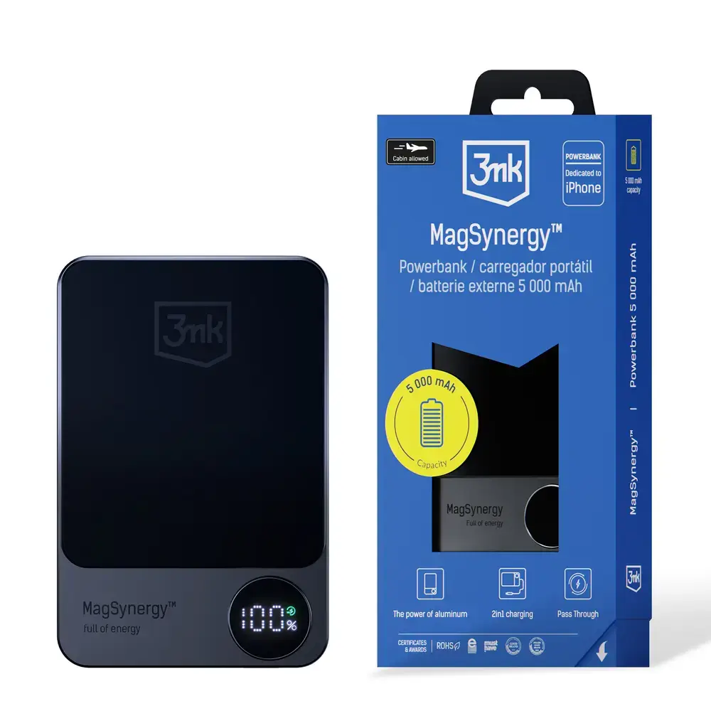 Powerbank 3mk MagSynergy with MagSafe 5000 mAh 18W - black