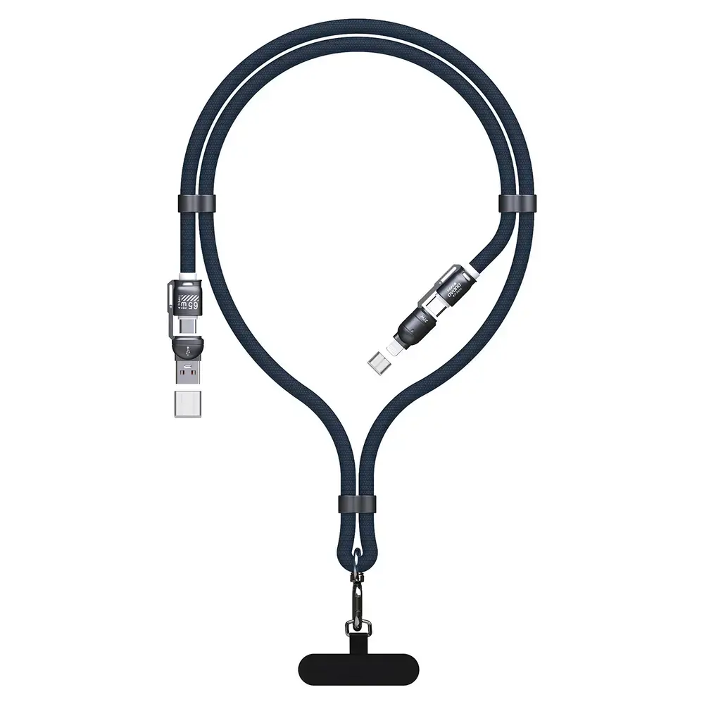 Dudao L20Max 4-in-1 datu pārraides un uzlādes vads | USB-C uz USB-C, Lightning, USB-A | 65W | zils