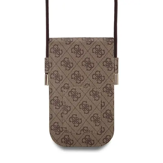 Guess PU 4G Big Love Logo Phone Bag Brown