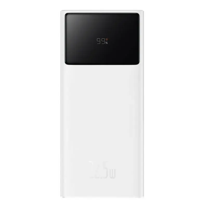 Baseus Star-Lord ārējais akumulators (powerbank) | 20000 mAh | 22.5W | USB-A, USB-C, Micro USB | LED ekrāns | balts