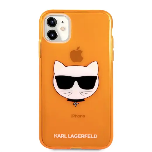 KLHCN61CHTRO Karl Lagerfeld TPU Choupette Head Case for iPhone 11 Fluo Orange