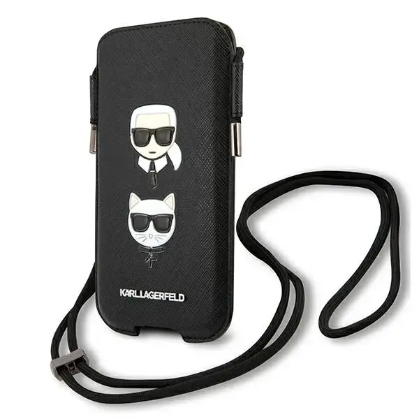 Karl Lagerfeld Choupette Head Saffiano PU Pouch L Black