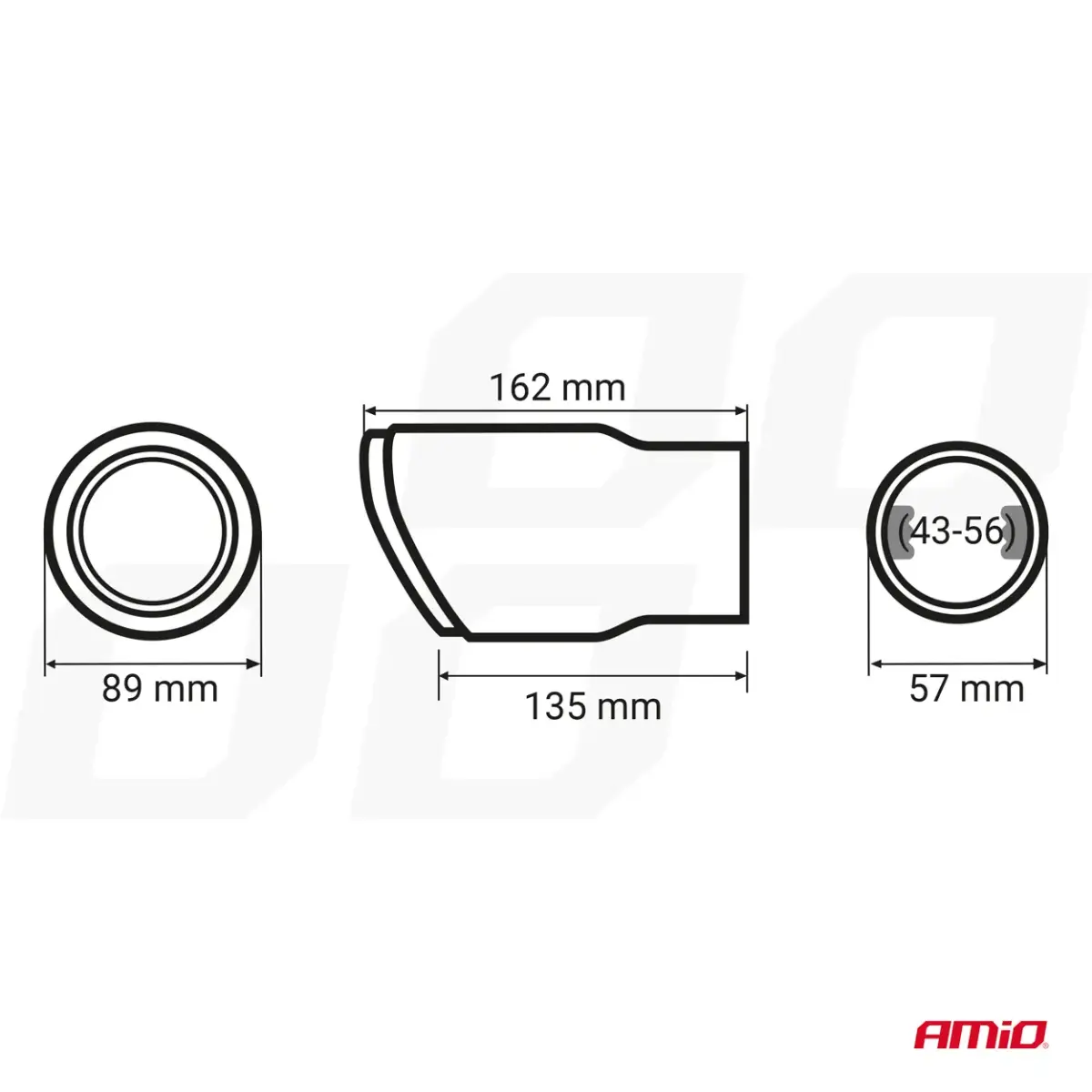 Exhaust silencer tip stainless steel chrome AMIO-04064