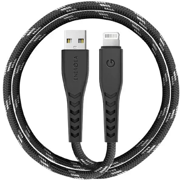 ENERGEA Nyloflex C89 datu pārraides un uzlādes vads | MFI | USB-A uz Lightning | 15W | 1.5m | melns