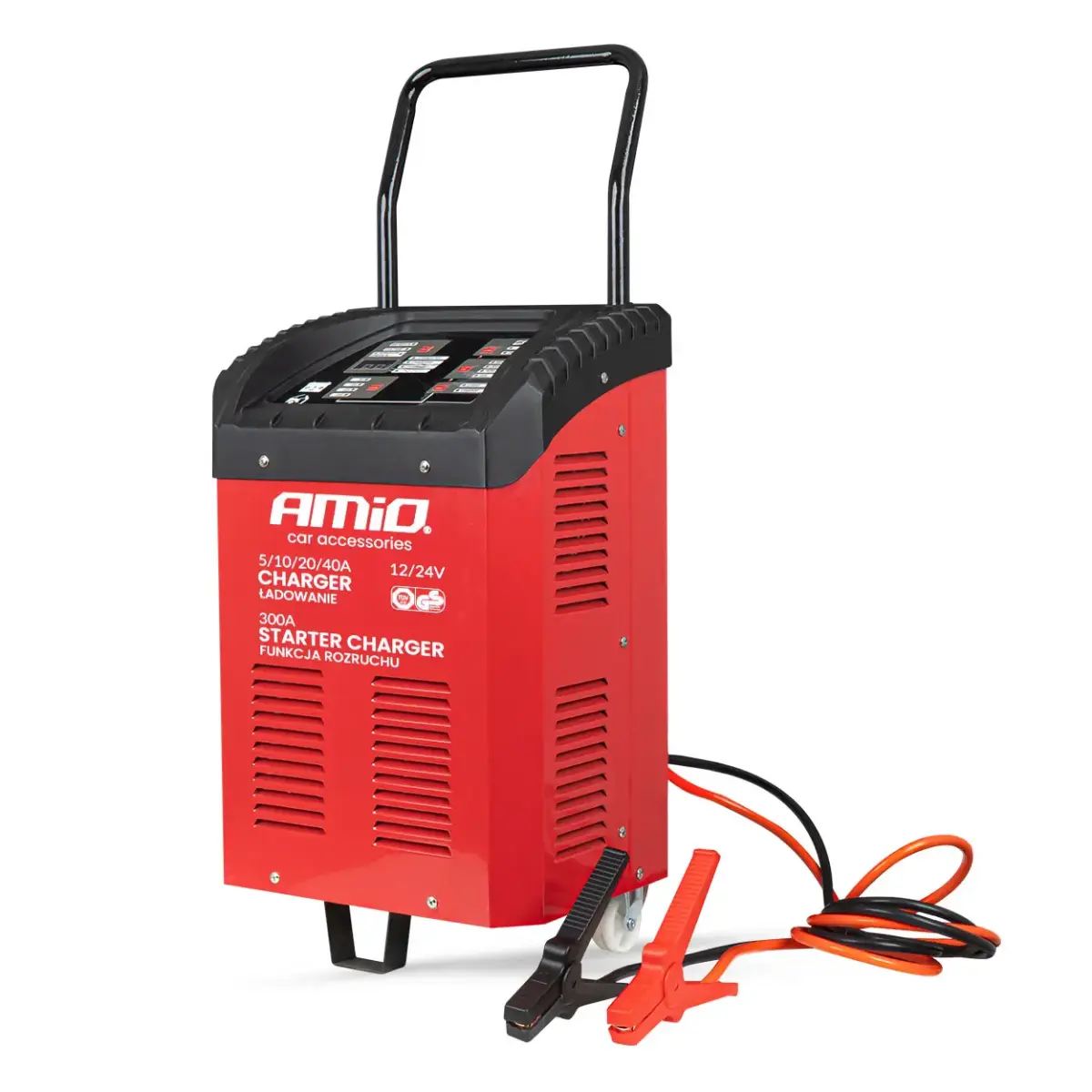 Battery charger with jump starter max. 40A, 12V, 24V, start-up 300A, AMIO-04500