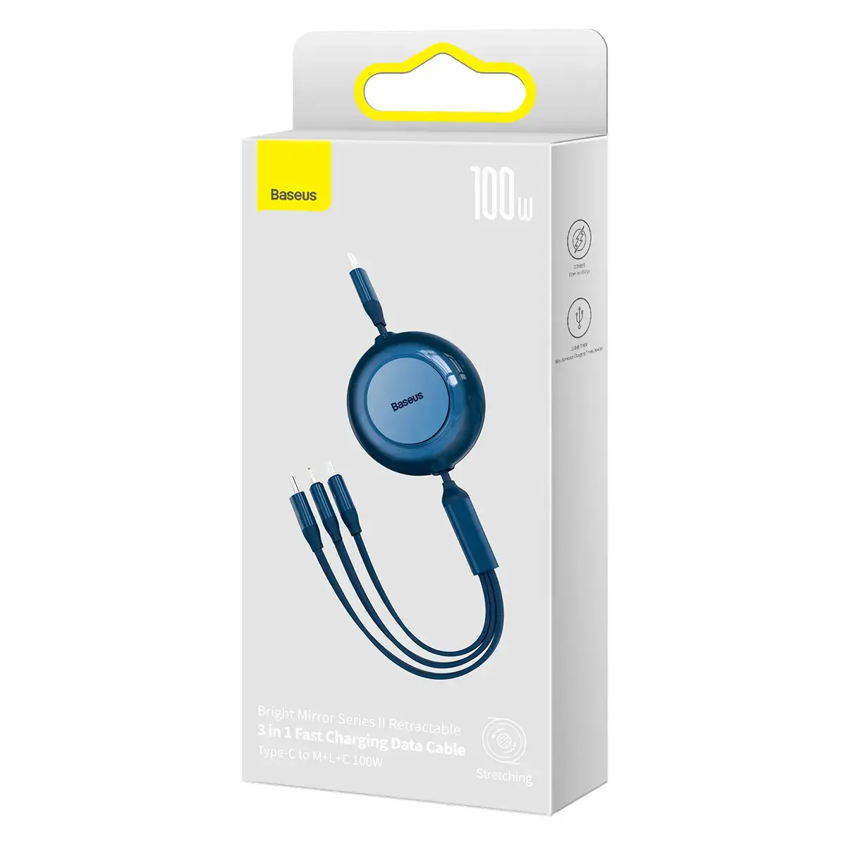 Baseus Cable Bright Mirror 2 3 in 1 - Type C to Micro USB, Lightning, Type C - 100W 1,1 metres (CAMJ010203) blue