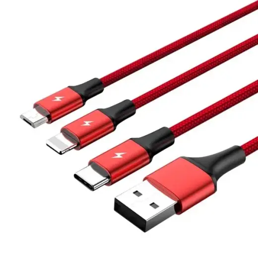 Charging cable 3-in-1 USB - USB-C|microUSB| Lightning, 1,2m; C4049RD