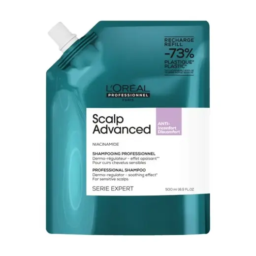 L'oreal Professionnel Scalp Advanced Anti-Discomfort Shampoo Refill Pack 500Ml in Clear