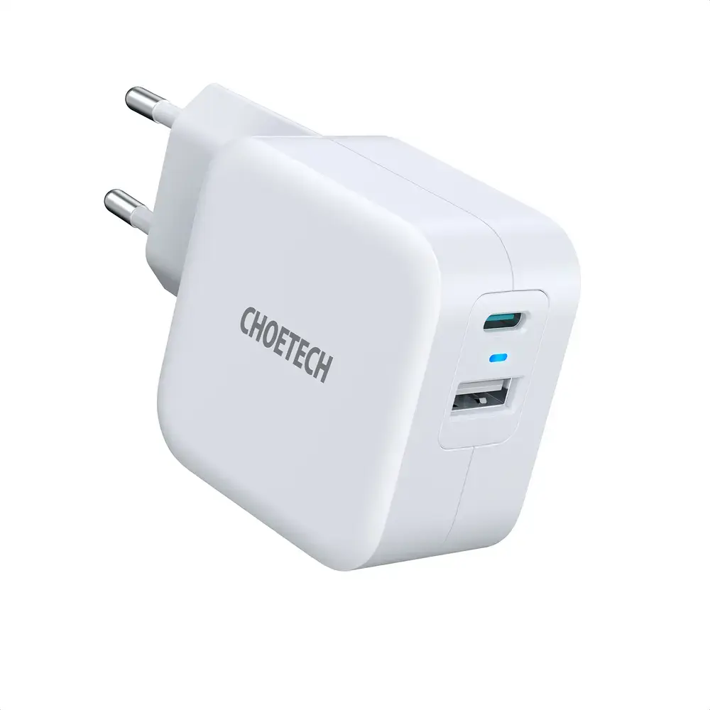 Choetech fast wall charger QC PD 38W 5A USB Type C + USB-A white (PD5002-EU)