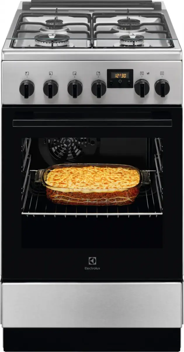 Electrolux gāzes plīts ar elektrisko cepeškrāsni, nerūsējoša tērauda, 50cm