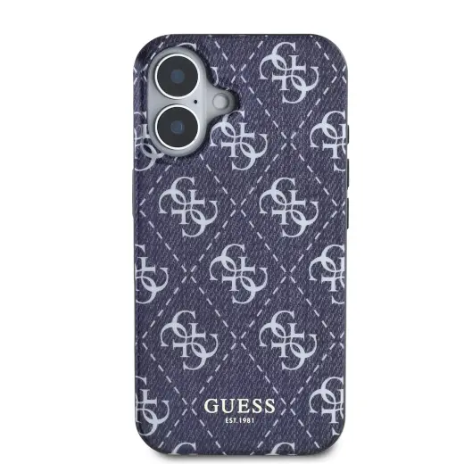 Guess IML Denim Effec MagSafe Case for iPhone 16 Dark Blue
