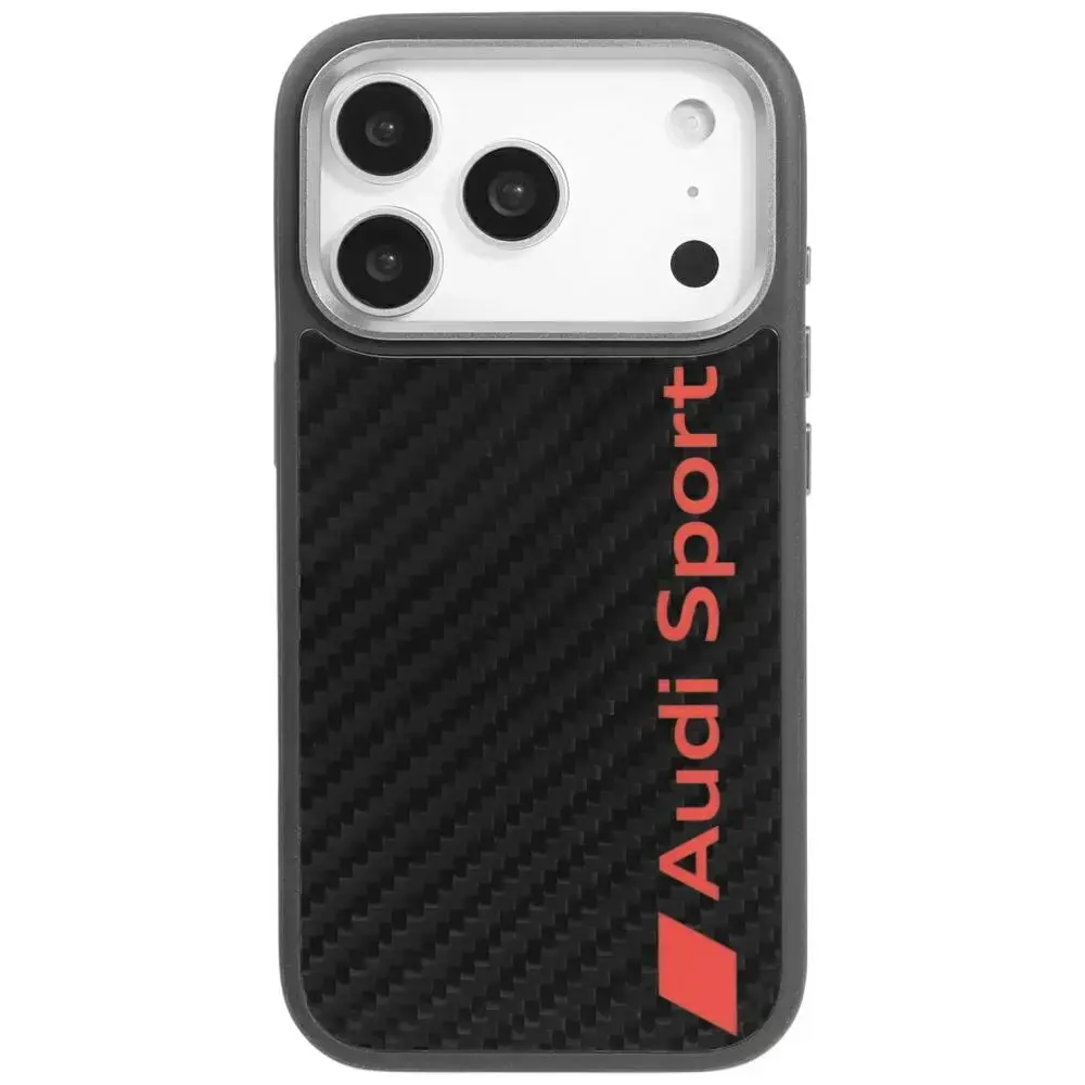 Audi R8 Carbon Fiber maciņš ar MagSafe atbalstu telefonam iPhone 17 Pro melns