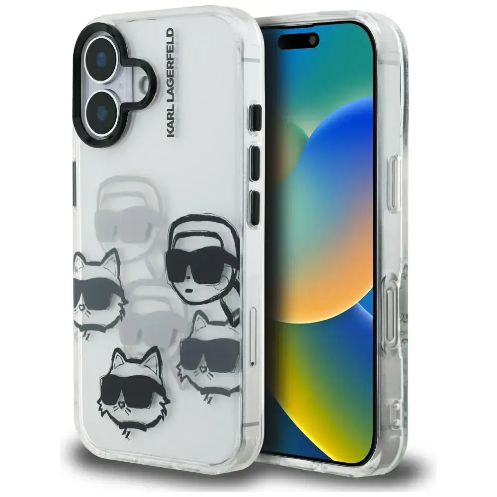 Case Karl Lagerfeld IML Multi K&C Head   Pattern for iPhone 16 transparent