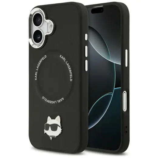 Karl Lagerfeld Choupette Pin MagSafe Case for iPhone 17 Black