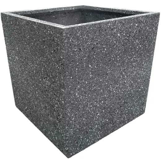 Flower pot, fiberglass, 40x40x40cm, dark grey