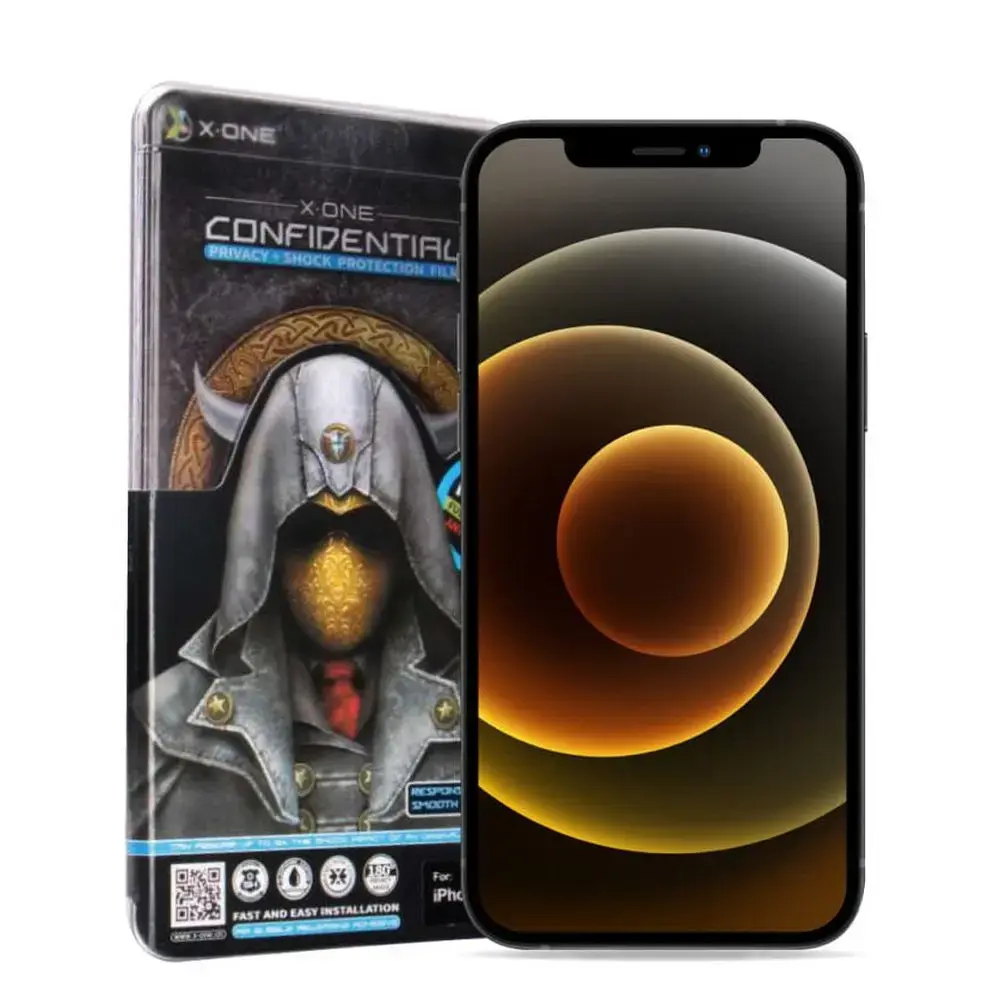 X-ONE Full Cover Extra Strong Privacy - for iPhone 16 Pro/17/17 Pro (full glue) tempered glass 9H