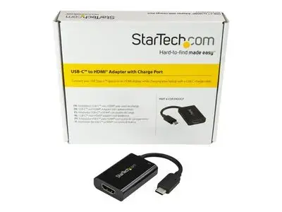 StarTech.com USB C to HDMI 2.0 Adapter 4K 60Hz with 60W Power Delivery Pass-Through Charging - USB Type-C to HDMI Video Converter - Black - external video adapter - black