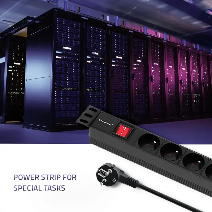 Qoltec Power strip for RACK cabinets | 1U | 16A | PDU | 6xFRENCH | 2m