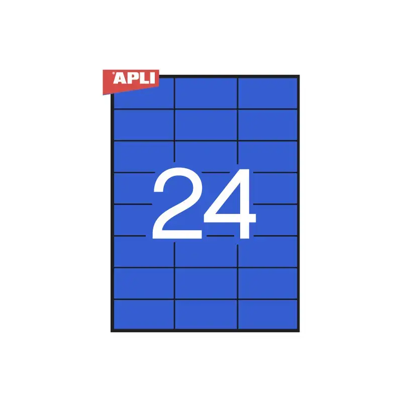 Uzlīmes APLI ILC ar izmēru 70x37mm, 20 loksnes/480 uzlīmes zilas