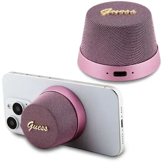 Guess głośnik Bluetooth GUWSC3ALSMP Speaker Stand różowy|pink Magnetic Script Metal
