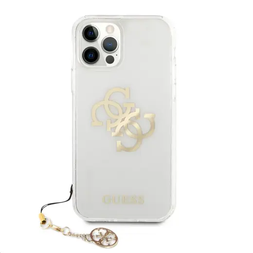 GUHCP12MKS4GGO Guess TPU Big 4G Logo Gold Case for iPhone 12|12 Pro Transparent