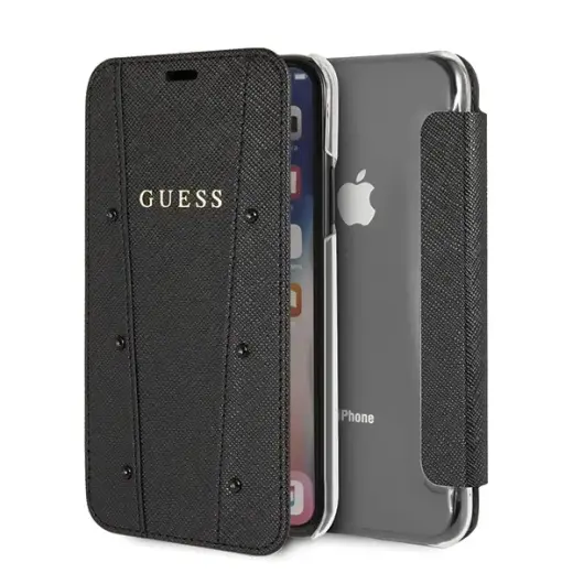 Guess GUFLBKPXKASABK iPhone X|Xs czarny|black book Kaia Saffiano
