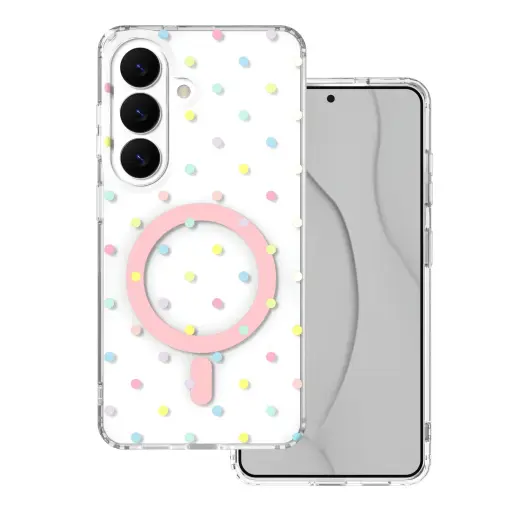 Bubble Dots Mag phone case with MagSafe support for Samsung Galaxy S26 (S942) white