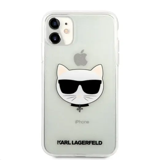KLHCN61CHTUGLS Karl Lagerfeld Choupette Head Glitter Case for iPhone 11 Silver