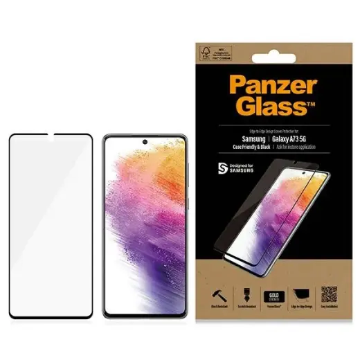 PanzerGlass E2E Regular tempered glass for phone Samsung Galaxy A73 black