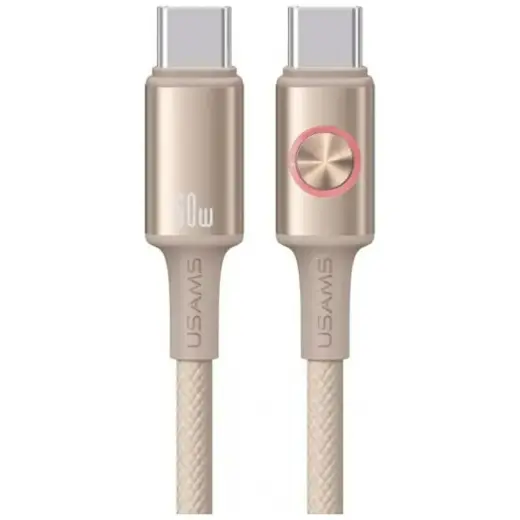 USAMS Huan Series SJ752 data transfer and charging cable | USB-C to USB-C | 60W | 1.2m | brown