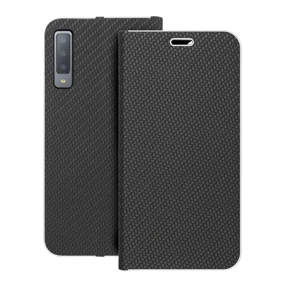 LUNA Book Carbon grāmatveida maciņš telefonam Samsung Galaxy A7 (2018) (A750) melns