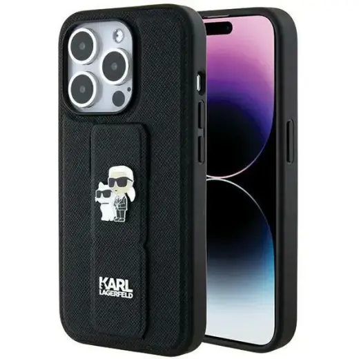 Karl Lagerfeld KLHCP13LGSAKCPK Gripstand Saffiano Karl&Choupette Pins чехол для телефона iPhone 13 Pro | iPhone 13 чёрный